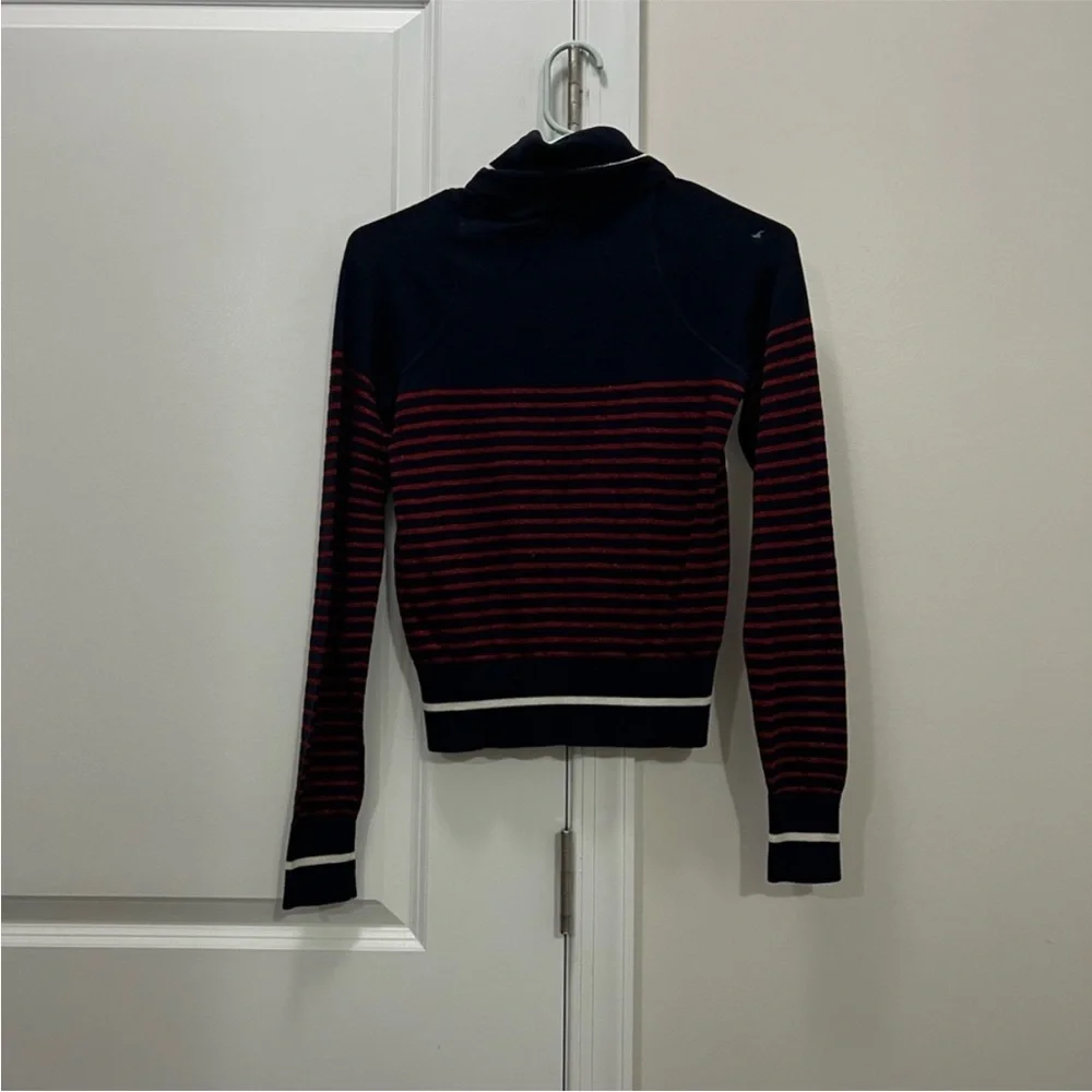 No. 21 Blue Striped Knit Logo Turtleneck Sweater Size Small - Picture 3 of 6